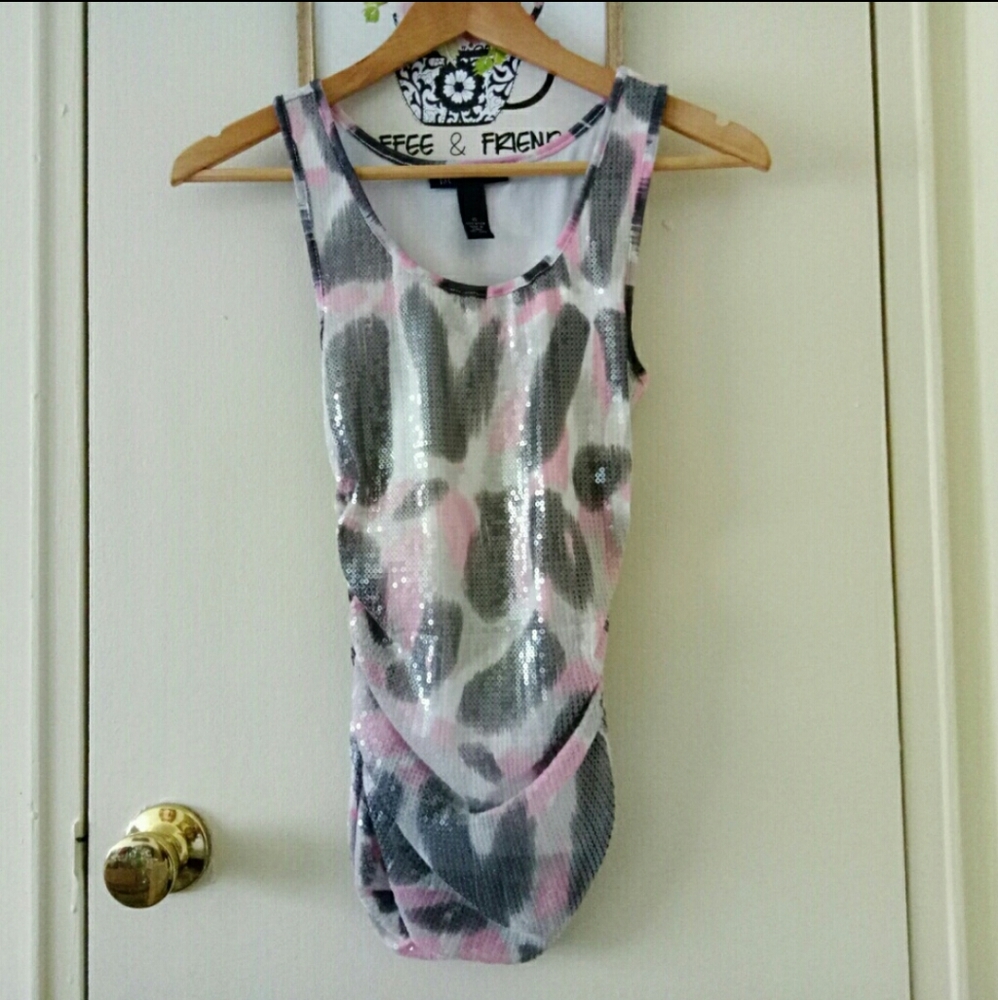 Like New INC sequin animal print tank top